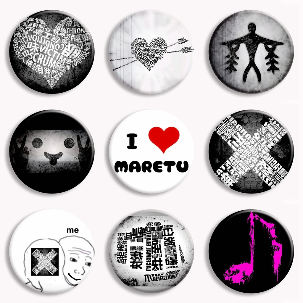 Creative I Love Maretu หัวใจปุ่มโลหะ Pin Musical Note เข็มกลัด Dark Gothic Badge กระเป๋าตกแต่งแฟนรวบรวมคนรักดนตรีของขวัญ