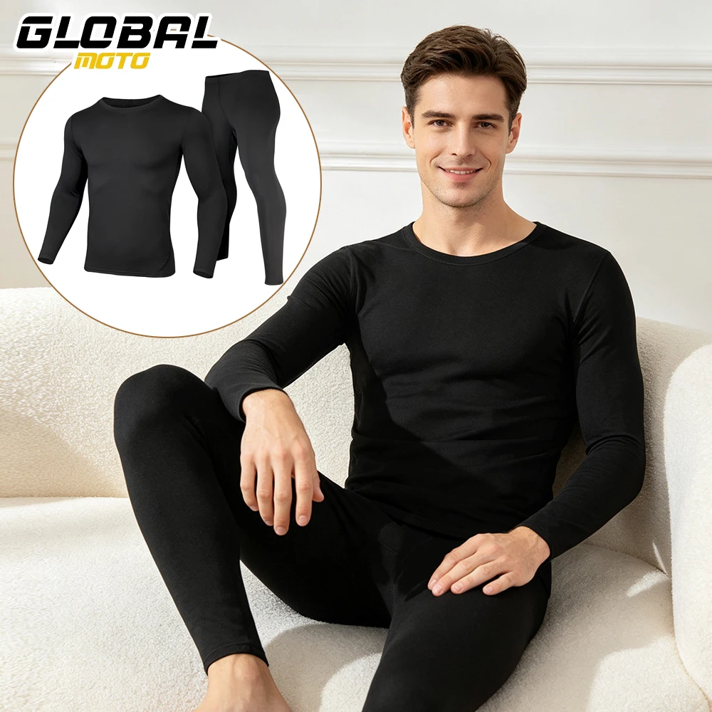 Men's Thermal Underwear Set Winter Protection Long Sleeves Pants Pull On Thermal Underwear High Elasticity Sports Warm Clothing