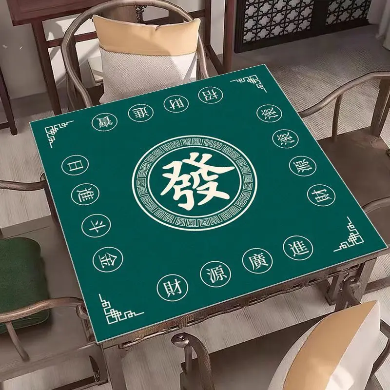 VIKAMA Chinese Mahjong Tiles Art Print Square Tablecloth - Unique Home Decoration for Game Room And Dining Area