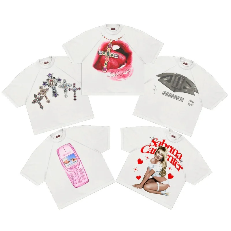 Y2k Blessed Raglan Tee Retro Minimalist Pattern Print Couple Sweatshirts Harajuku Hip Hop Streetwear Unisex Boxy Casual T-shirt