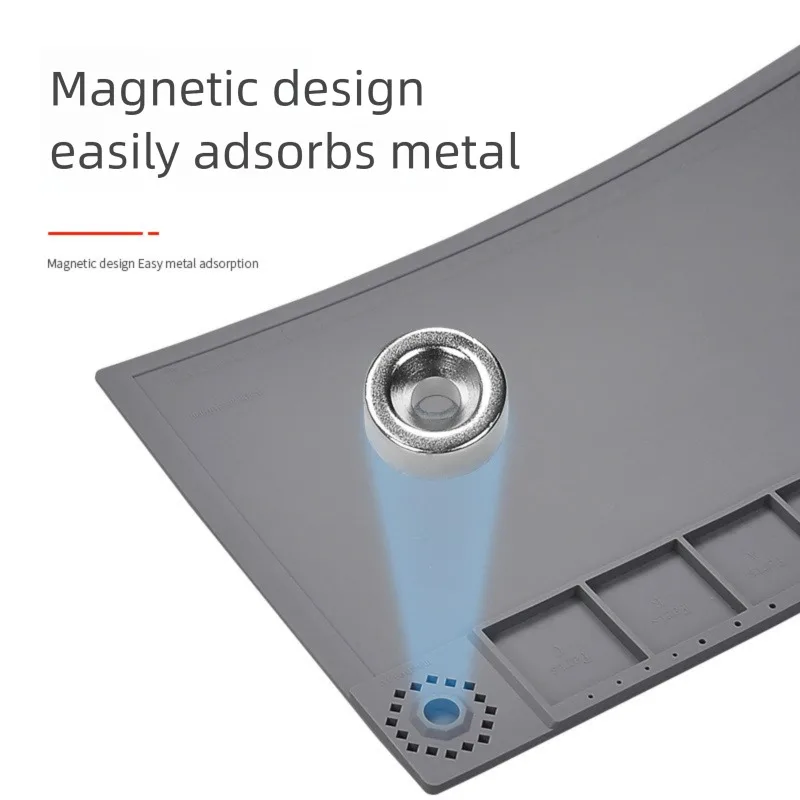 Tapete de manutenção à prova de calor de grande área 450x300mm para reparo de telefone eletrônico com slot para chave de fenda e suporte de componentes espaço de trabalho