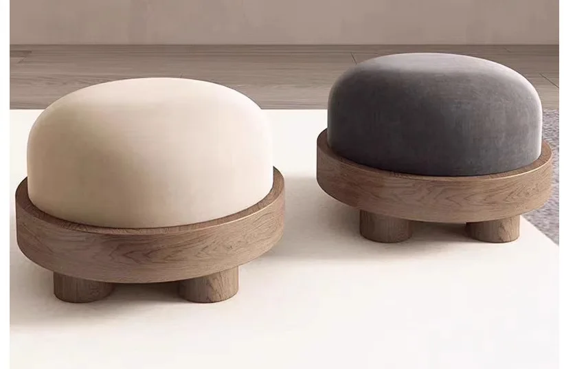 Pouf Furniture Customized Modern Minimalist Sofa Living Room Stool Solid Wood Low Shoe Changing Stool Sillas Plasticas