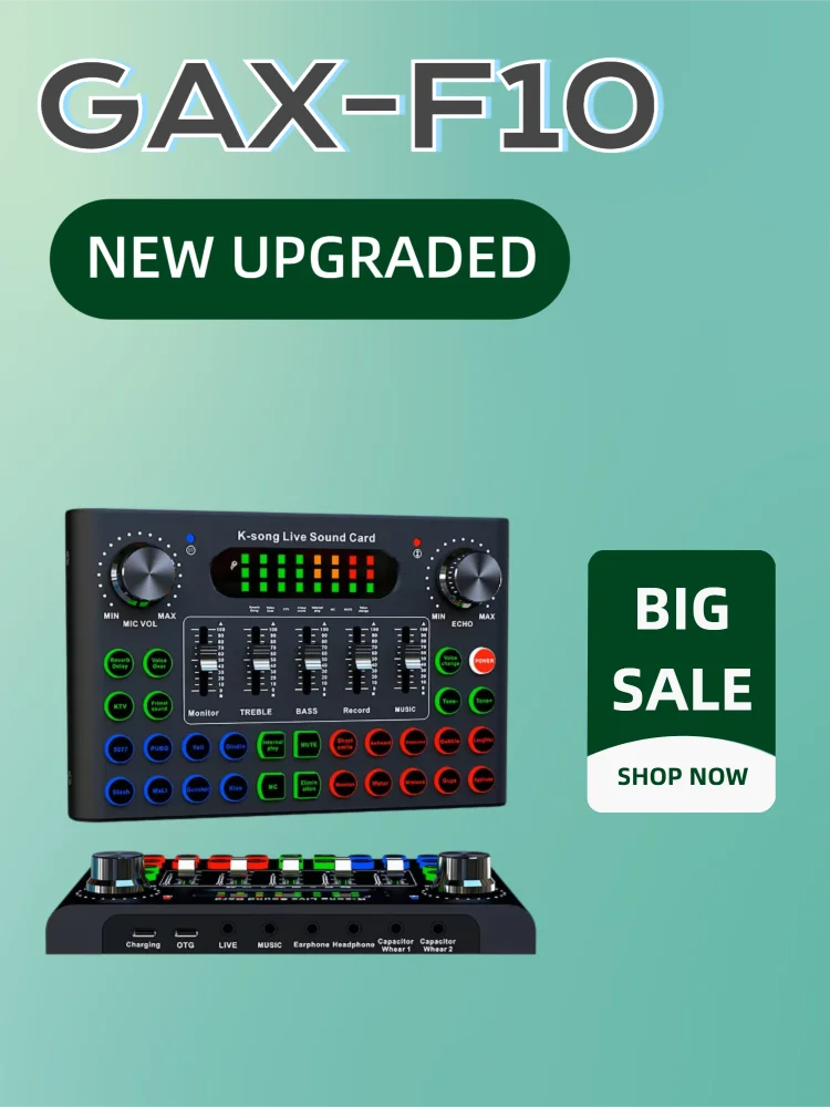 

GAX-F10 High Quality Live Sound Card with Multiple Devices Singing Live Computer Operations