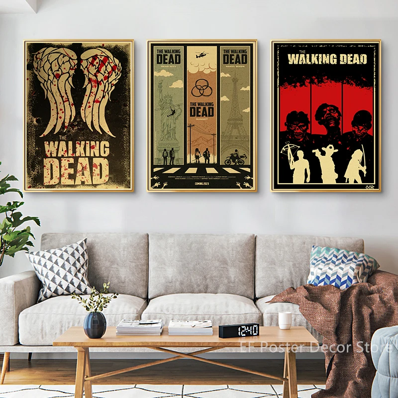 The Walking Dead Poster Rick Grimes/Daryl Dixon Prints Posters Horror TV Show Vintage Home Room Art Wall Decor Retro Painting