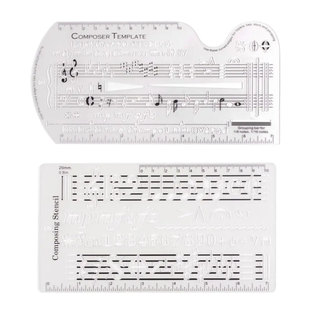 Portable Transparent Composer Template Music Notation Song Writer Tool Composing Stencil Stave Engraving Composing Notation Tool