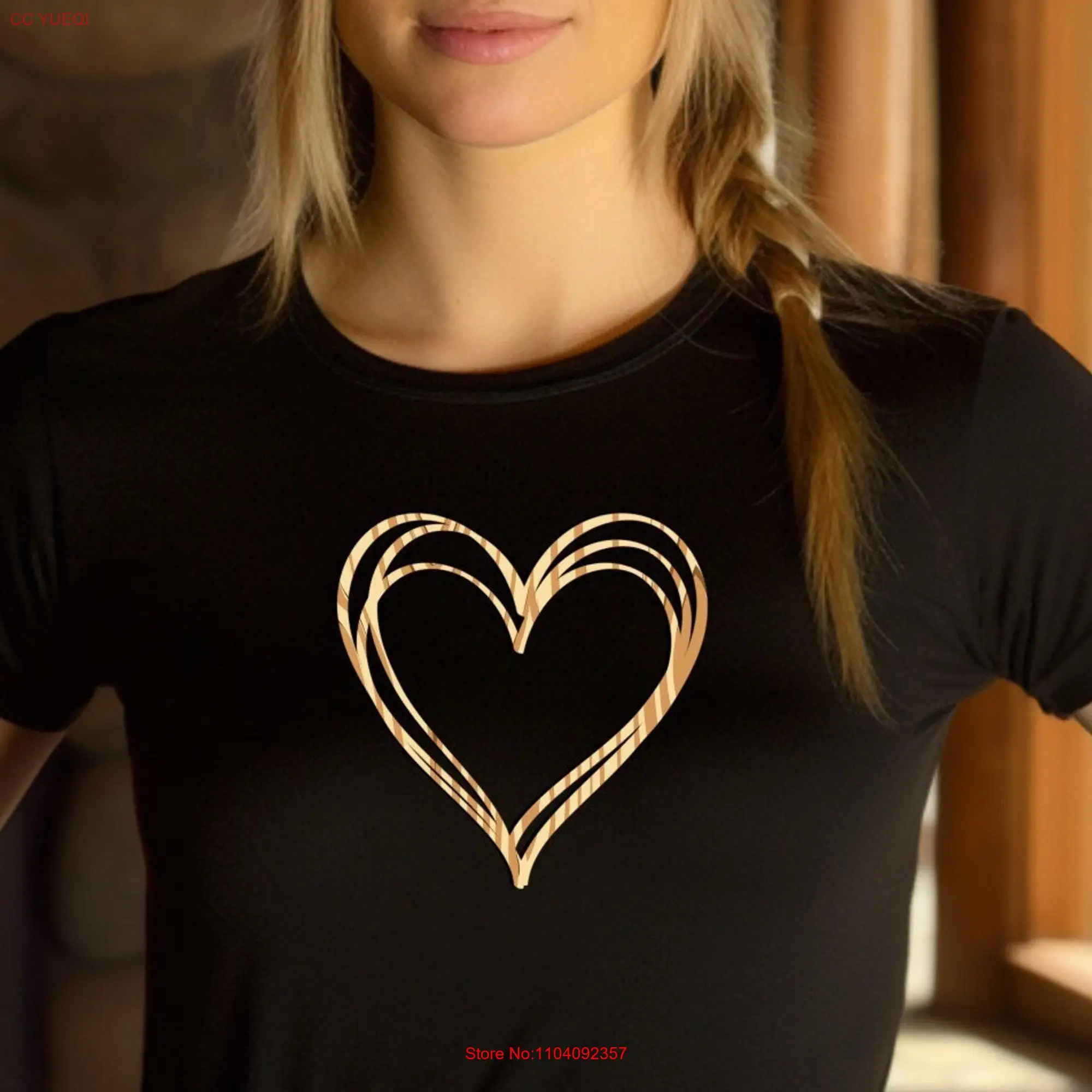 3 hearts wooden shirt gf entwined simple hearT T wife gift cute love tee long or short sleeves