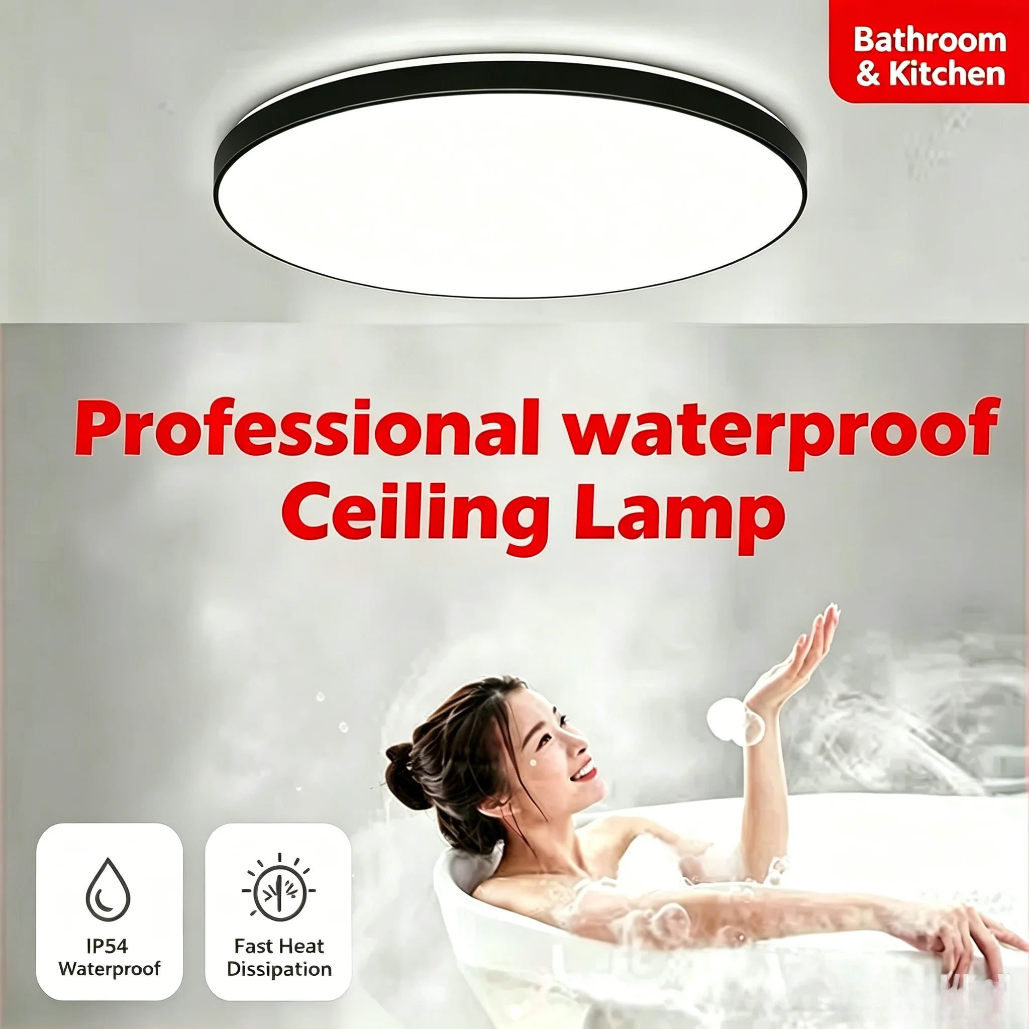Waterproof Bathroom Light Ceiling Lamps LED Kitchen Ceiling Lights 30W 40W LED Ceiling Lamp for Living Room Balcony Toilet 220V