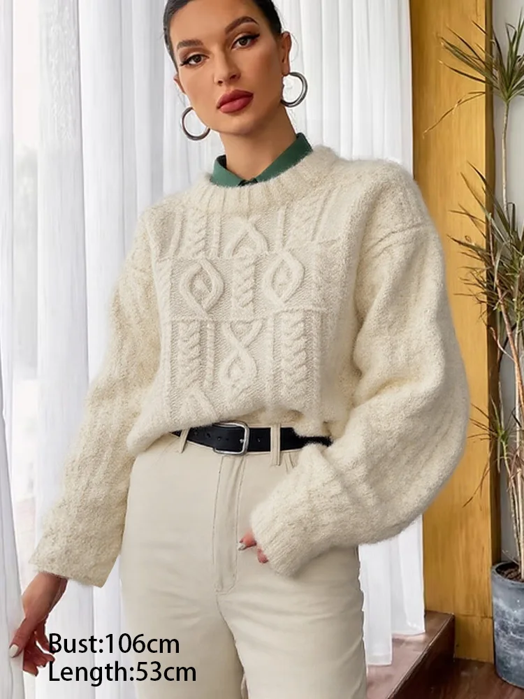 

New Thicken Pullovers Knitted Women's Sweaters Autumn Winter Long Sleeve O Neck Women Sweater Casual Loose Winter Lady's Clothes