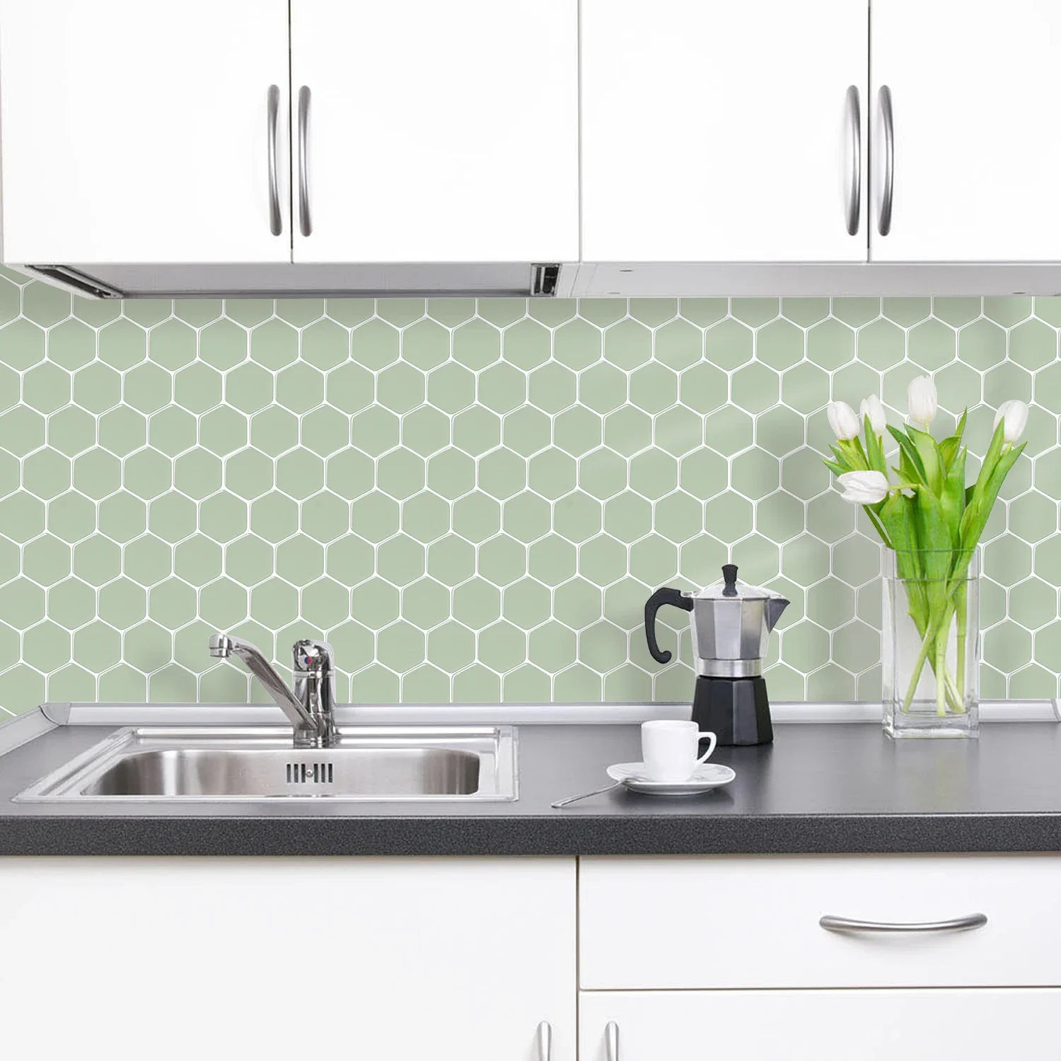 10 sheets Hexagon Strong Adhesive Wall Tile Stickers Self-adhesive Waterproof Vinyl Wallpaper For Kitchen Bathroom Backsplash