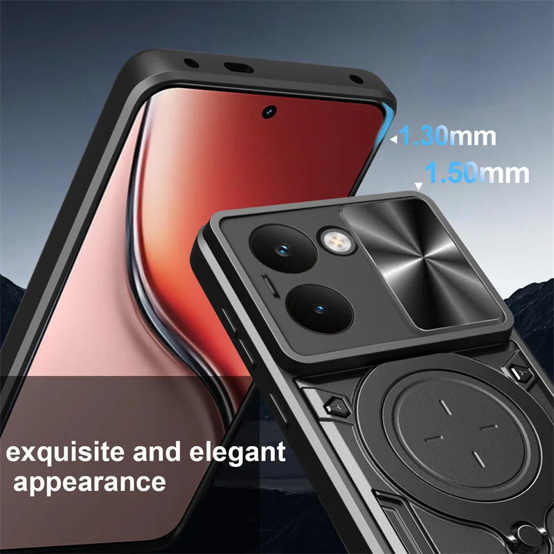 

For OPPO Realme P3 Ultra 5G Case Slide Lens Protect Armor Shockproof Phone Case Coque For OPPO Realme P3 Ultra Ring Holder Cover