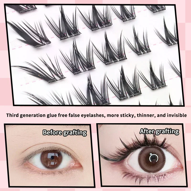 Voluminous No Need Glue Self-adhesive False Eyelashes Fluffy Fish Tail Sunflower Thick Curling Lash Extension DIY Anime Eyes - view 3