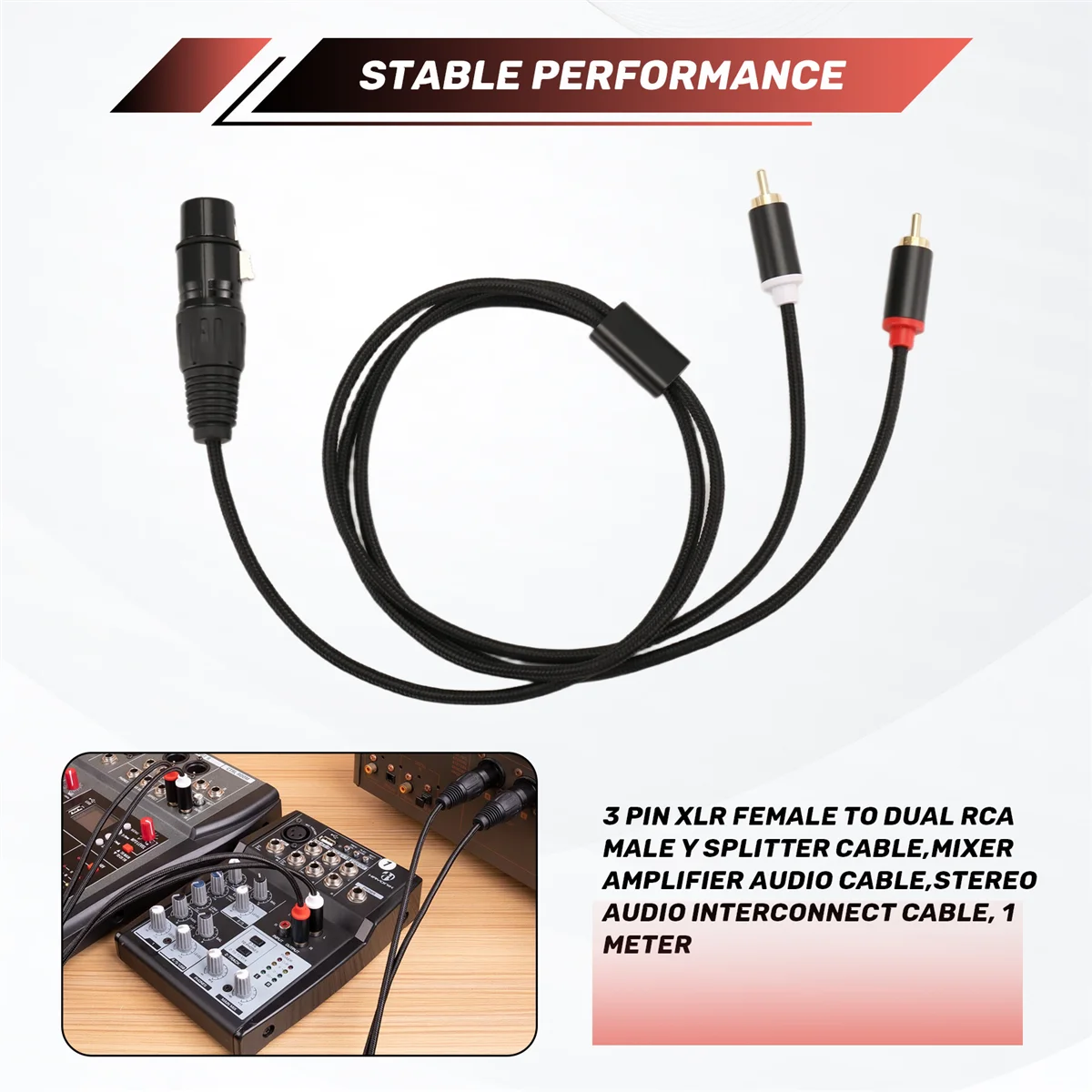 ABZW 3-контактный XLR «мама» на двойной разъем RCA «папа» Y-разветвитель, аудиокабель микшерного усилителя, соединительный кабель стереоаудио, 1 метр