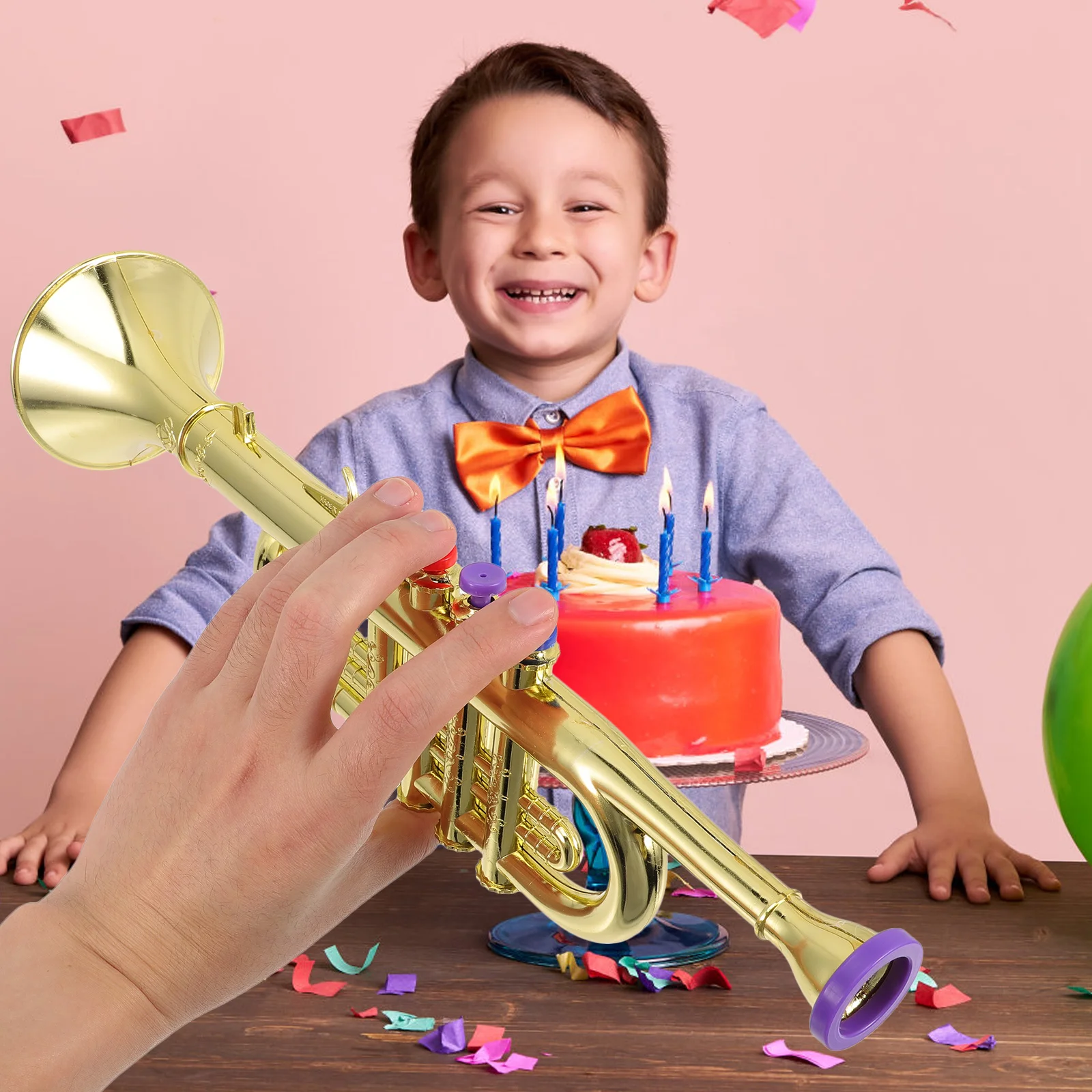 

Simulated Trumpet Kids Musical Instrument Creative Educational Plaything Plastic Imitation Lifelike Trumpet Toy