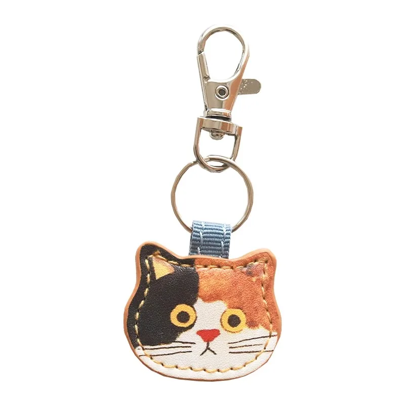 Leather Key Chain Cute Cat Pendant Pencil Case Decoration Hanging Book Bag Pendant Keychain Chain Doll Mobile Phone Pendant