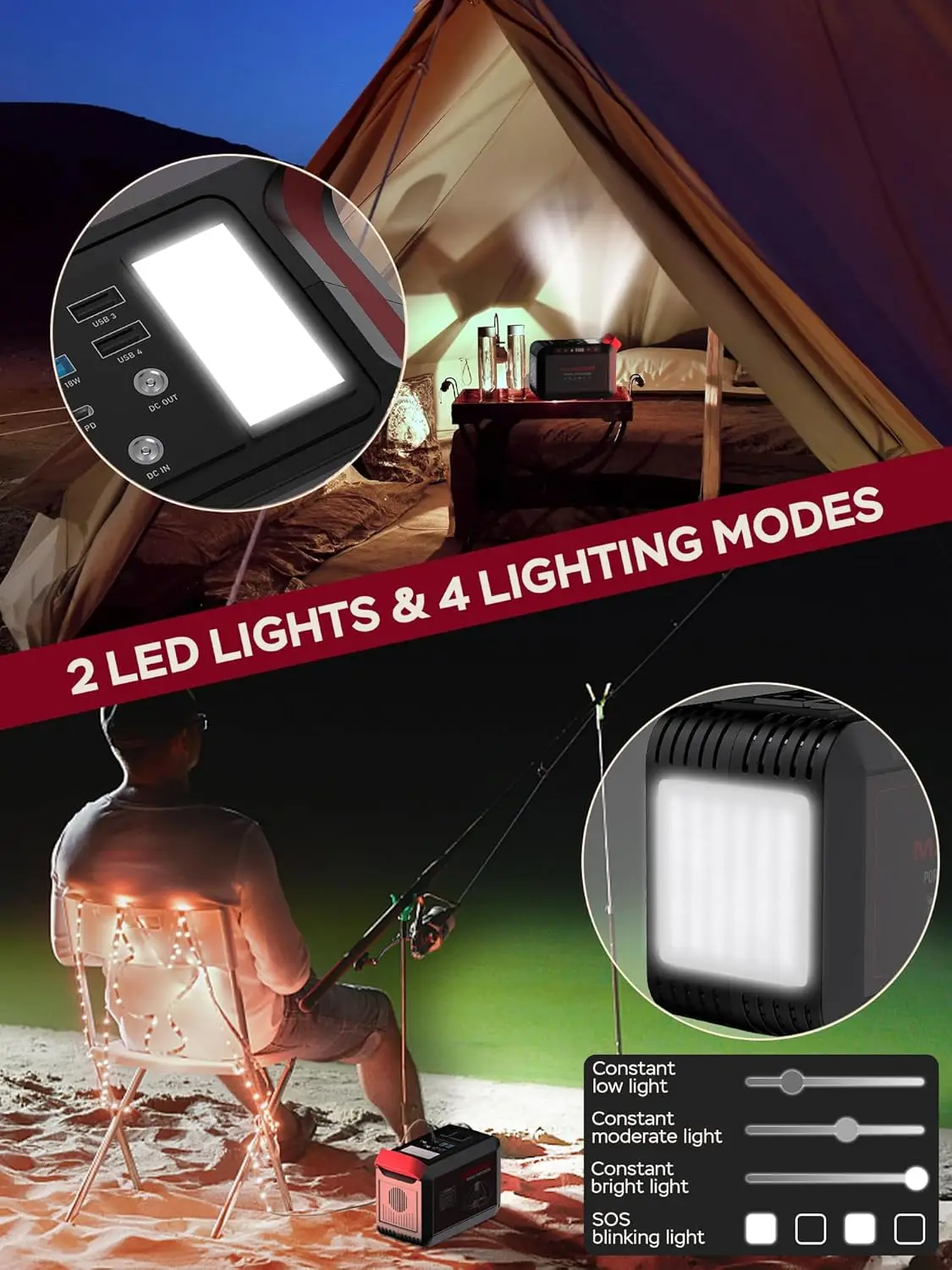 محطة طاقة محمولة 300 وات MARBERO 237Wh مولد طاقة شمسية للتخييم بطارية ليثيوم احتياطية مع مخرج تيار متردد بموجة جيبية نقية 110 فولت، جديد