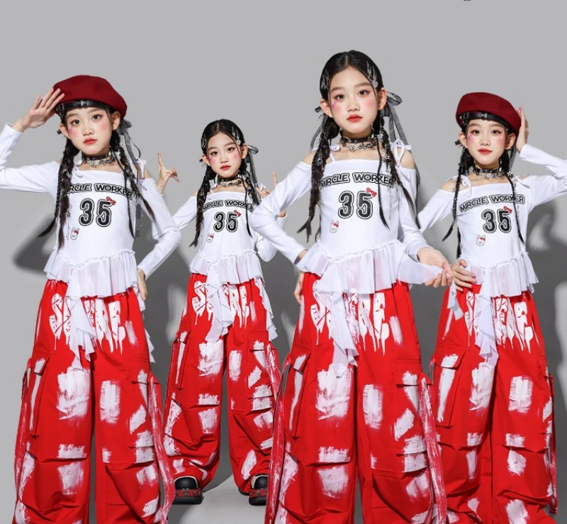 

Модный укороченный топ для девочек в стиле K-pop, юбка для уличных танцев, брюки карго ‌ Детская уличная одежда в стиле хип-хоп ‌ Комплект одежды для девочек: шорты и топ в стиле джаз для детской группы