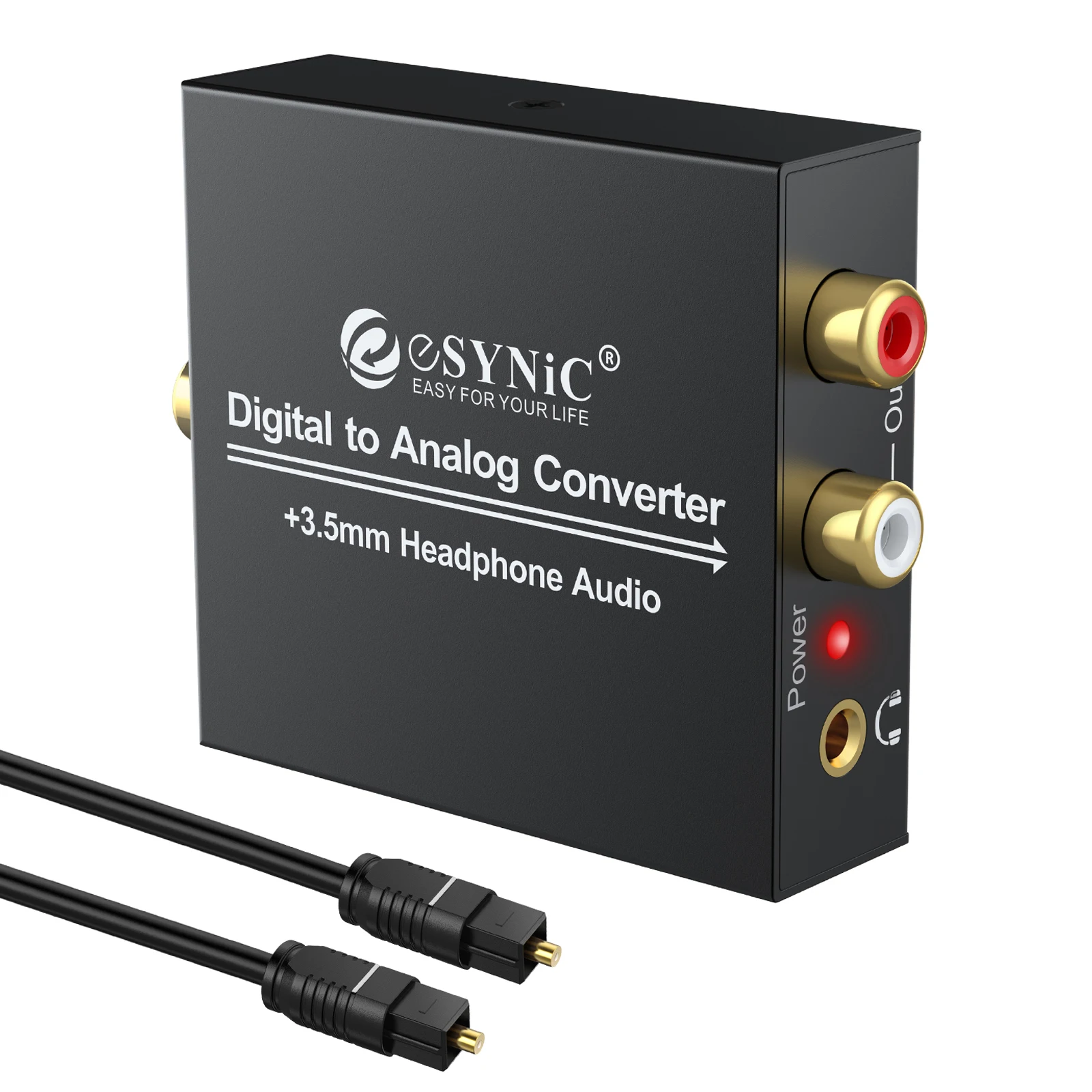 192kHz DAC Converter 24bit Digital to Analog Audio Converter Coaxial Toslink to Analog Stereo L/R RCA and 3.5mm Headphone Jack