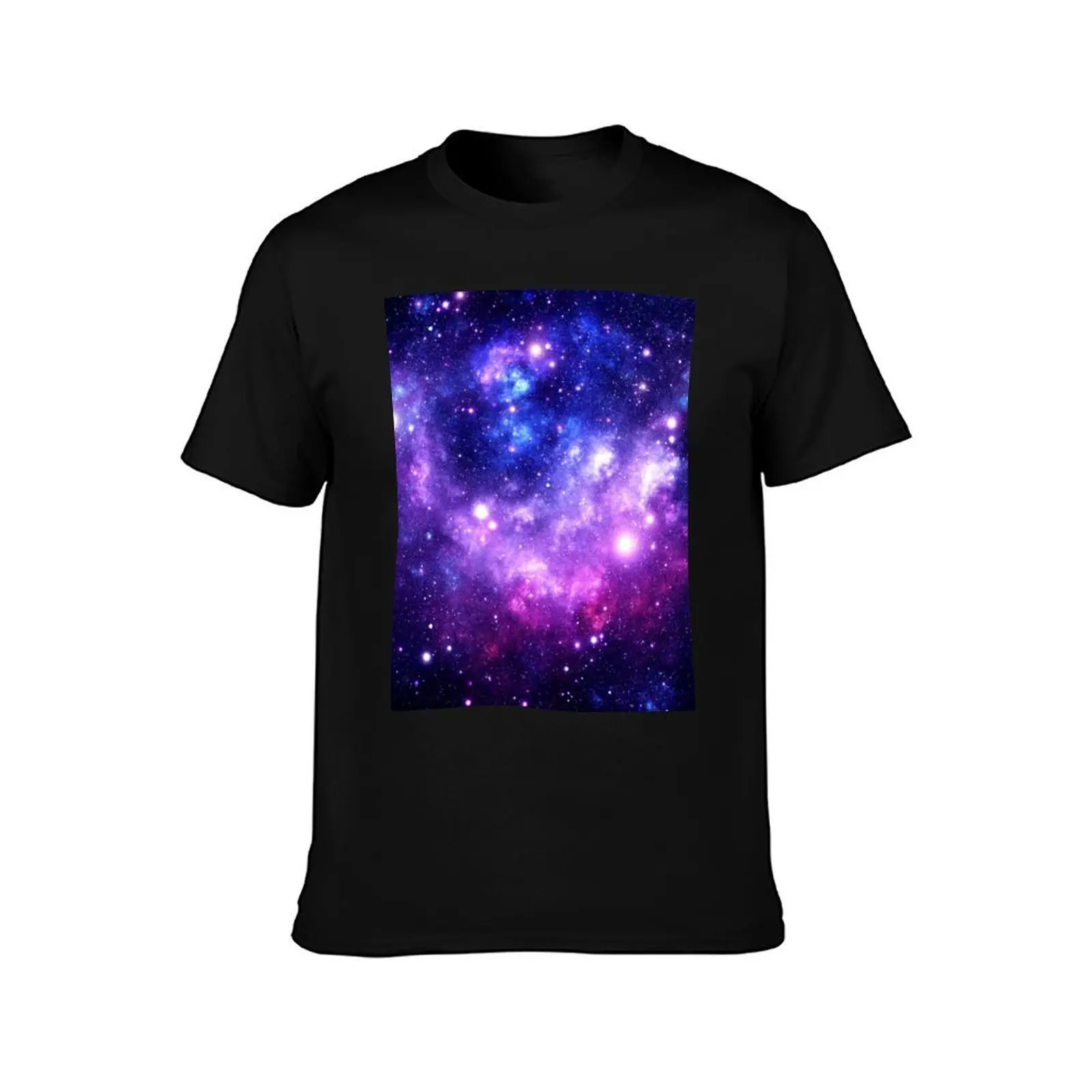 Purple Blue Galaxy Nebula T-Shirt, Summer Casual Cotton Tee, Oversized Streetwear Tops, Vintage Graphic Print, Unisex Men Women
