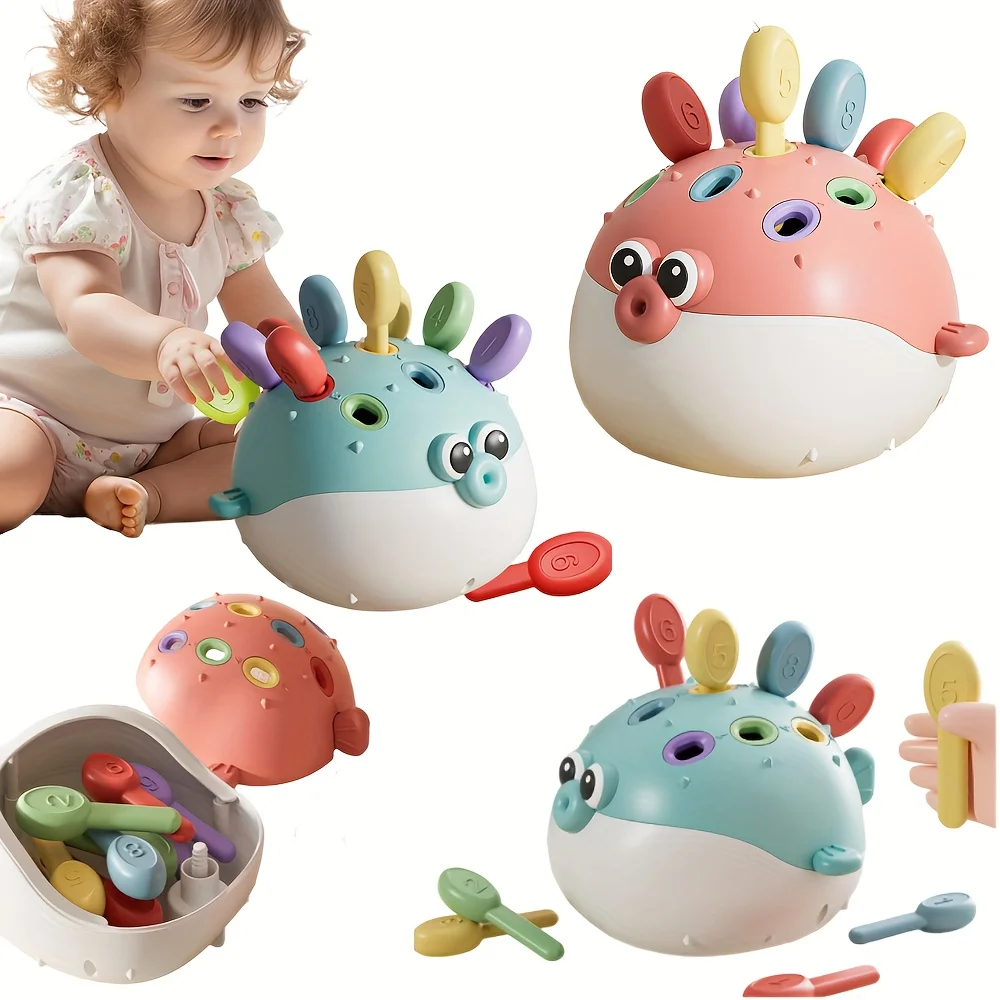 Pufferfish Building Toys, Interactive Colorful Learning Blocks for Toddlers, Enhances Motor Skills, Kids Fine Motor Training Toy