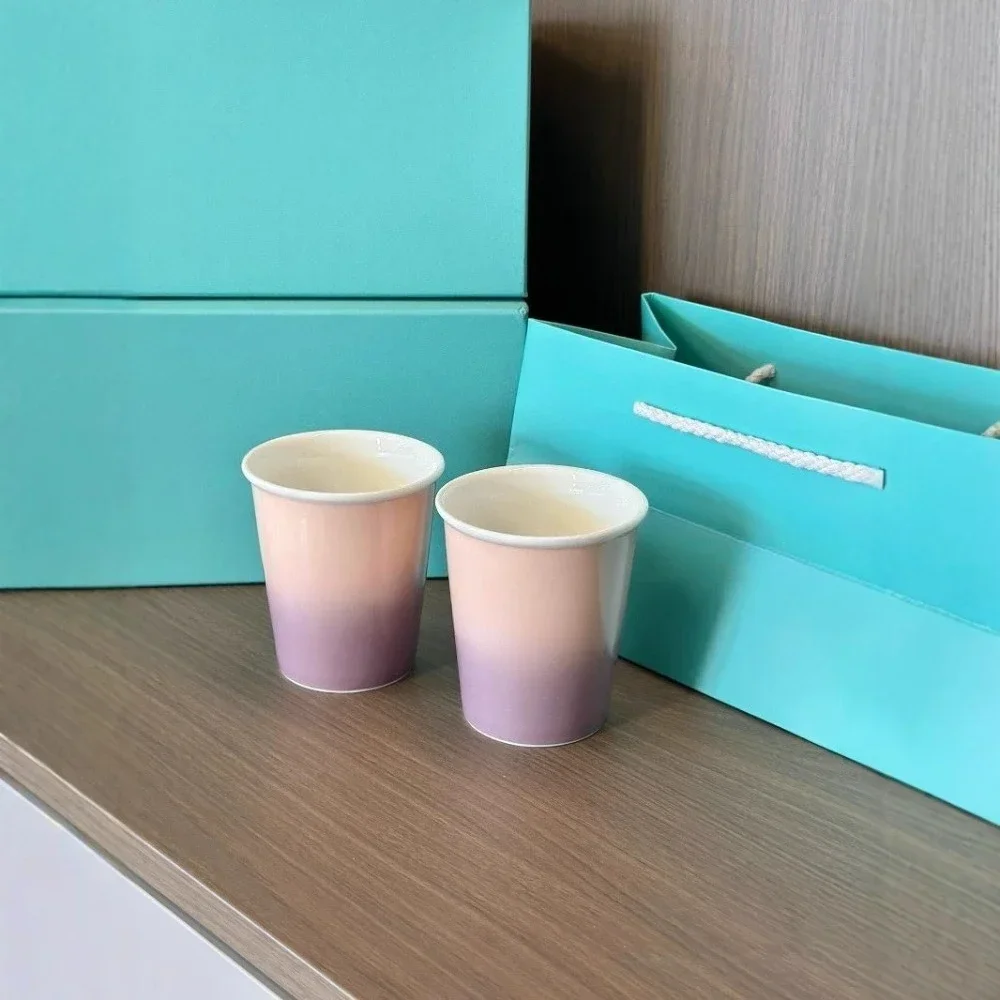 الفاخرة السيراميك القهوة الجاموس كوب حليب يده سميكة مكافحة السمط تقليد ورقة كوب الرياضة في الهواء الطلق كوب ماء التدرج اللون