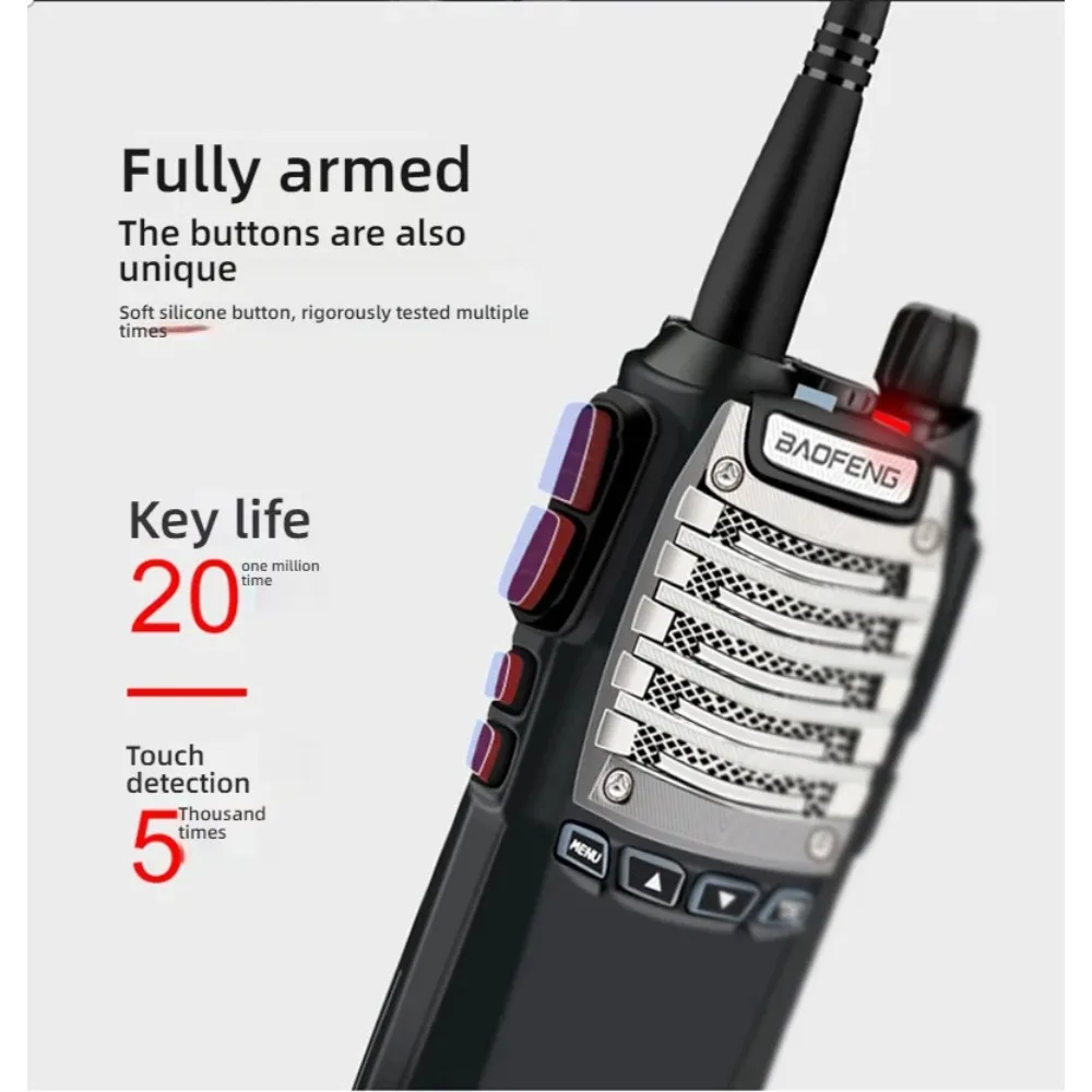 Baofeng UV-8D راديو ثنائي الاتجاه 8 وات مزدوج PTT UHF 5 وات 16 قناة FM Ham CB جهاز اتصال لاسلكي للاتصالات نطاق الصيد - 1/2 قطعة