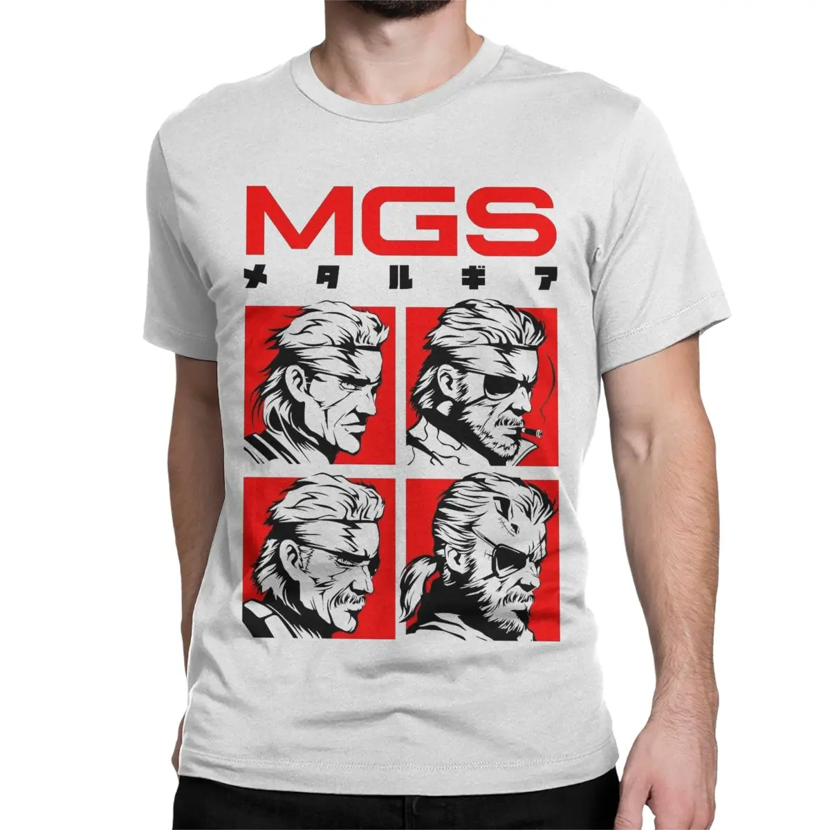 Men\'s T-Shirt Metal Gear Solid MGS Evolution Red Leisure Pure Cotton Tees Short Sleeve T Shirt Crewneck Tops Gift Idea