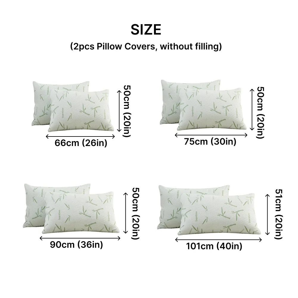 2pcs Waterproof Bamboo Pillowcases (Without Core), Cooling & Soft & Anti-bacterial Pillow Protectors With Zipper Pillow Cover