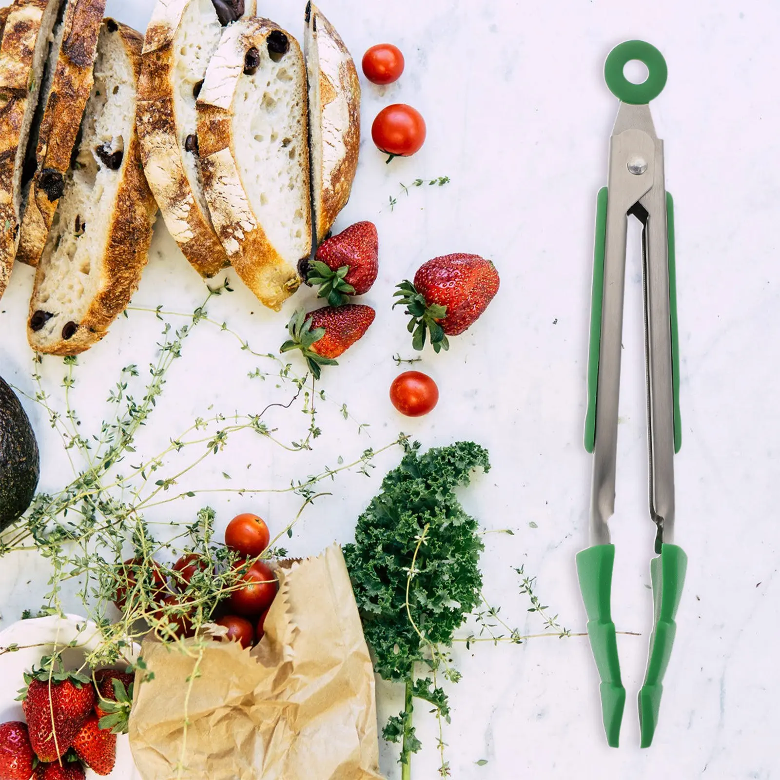 Christmas Tree BBQ Tongs Barbecue Clamp Stainless Steel Food Clips Kitchen Supply Cook Tool Silicone Design Space Saving Hanging