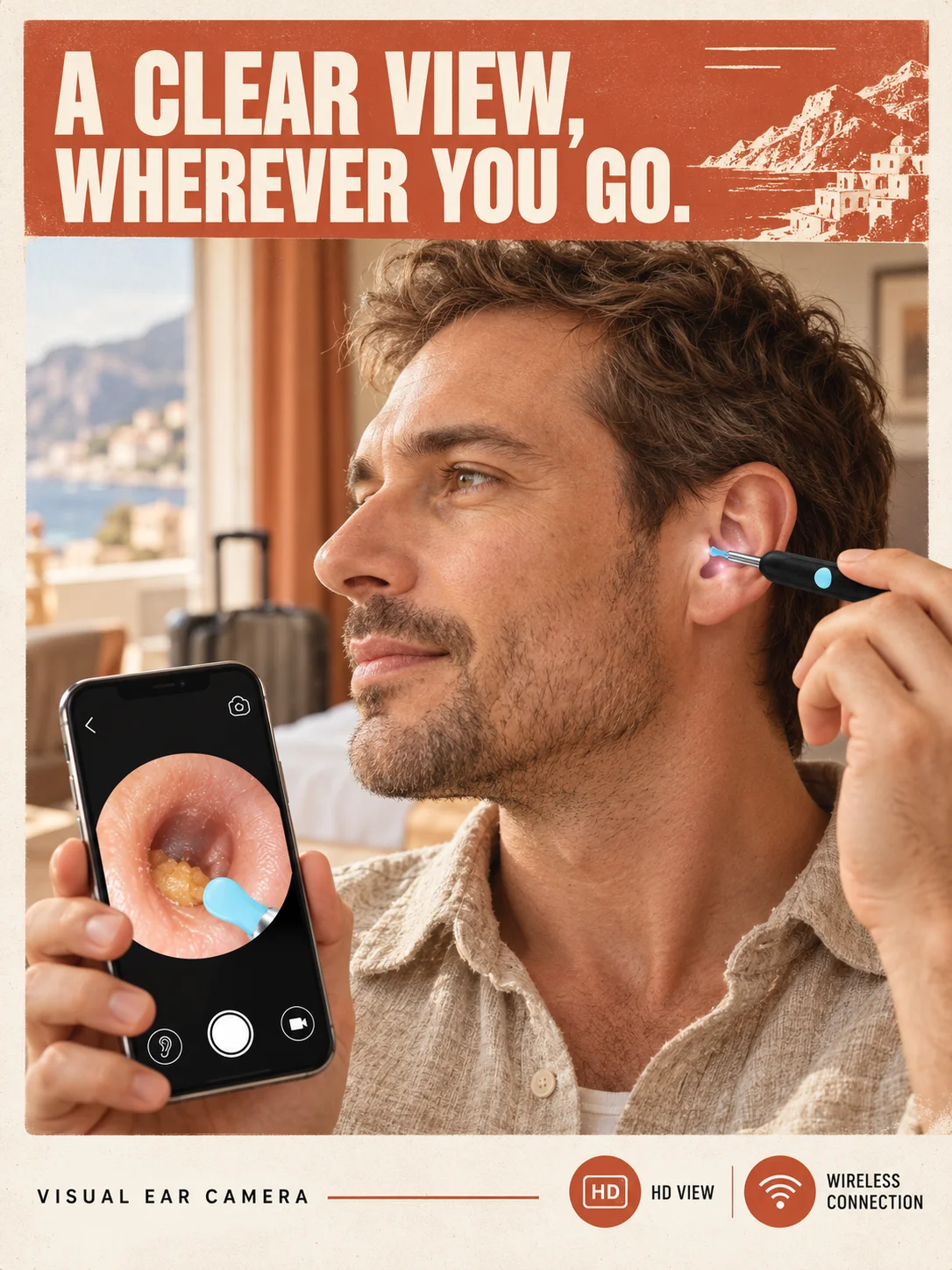 WiFi Ear Cleaning Camera for Adults, Illuminated Ear Pick with Smartphone Display, Photo and Video Recording