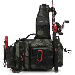 New Large Capacity Fishing Gear Bag One Shoulder / Waist Bag / Crossbody Three-in-One Fishing Rod Storage Bag