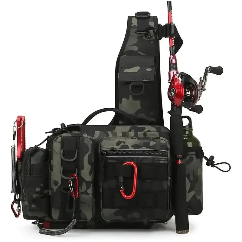 New Large Capacity Fishing Gear Bag One Shoulder / Waist Bag / Crossbody Three-in-One Fishing Rod Storage Bag