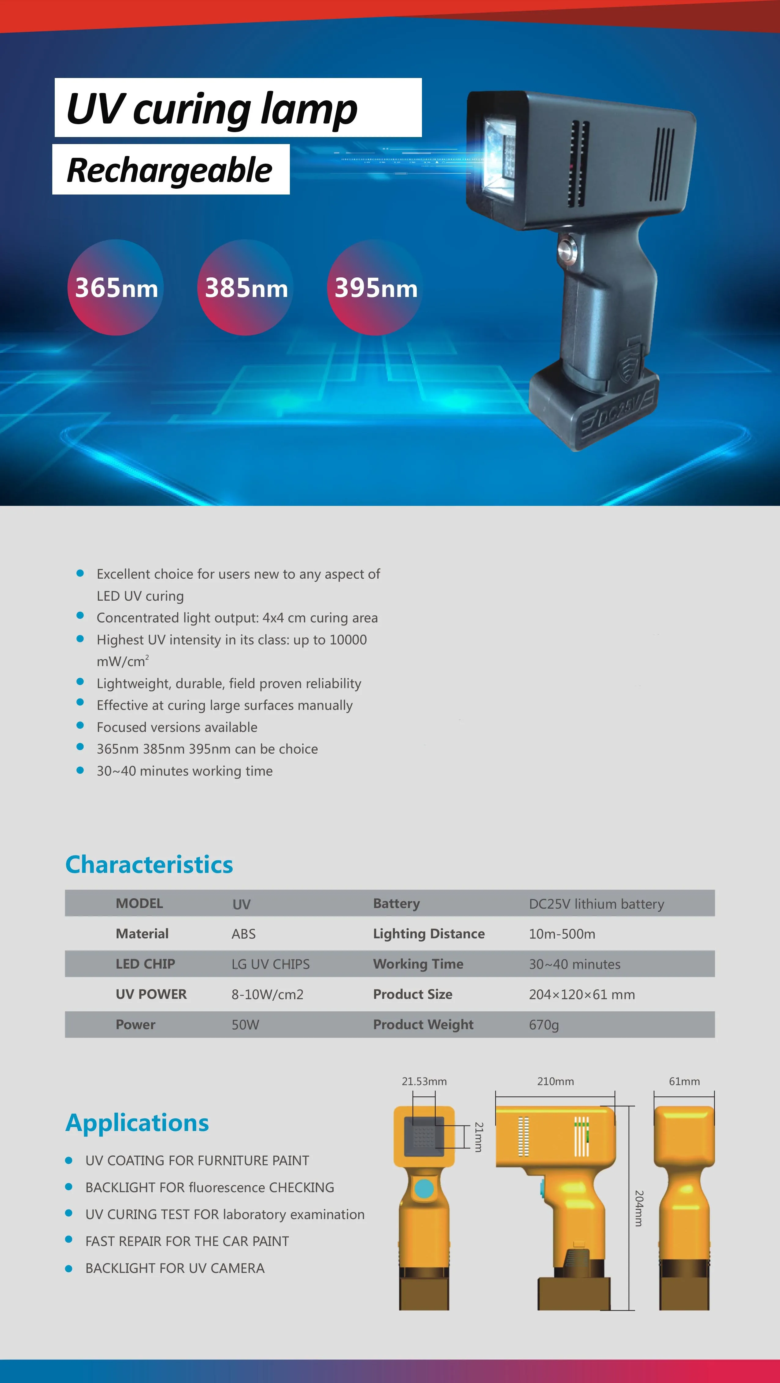 Portable UV LED Curing Machine Heating Lamp Baking Car Care Equipment Drying in frared Paint Curing Lamp 4