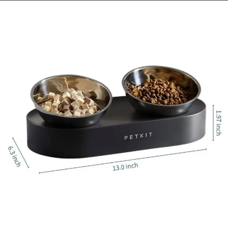 Petkit Pet Cat Bowl Prevent Kitty Spinal Fatigue Adjustable Height Stainless Steel Material Pet Food & Water Double Bowls