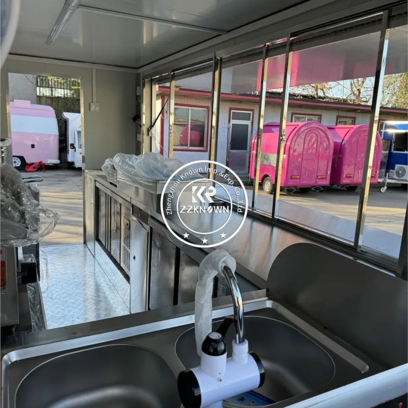 Truk makanan dapur seluler peralatan dapur lengkap Stan kopi jalanan kereta es krim sepenuhnya dilengkapi