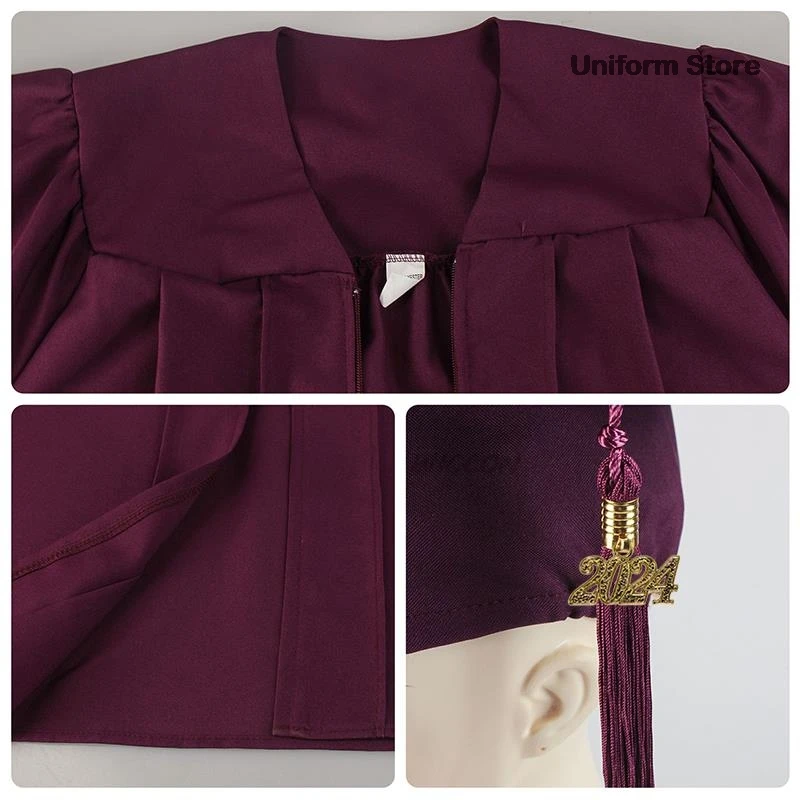 Adult Graduation Gown Cap Set Zip Closure University Academic Graduation Gown Robe Mortarboard Cap Graduation Gown Robe