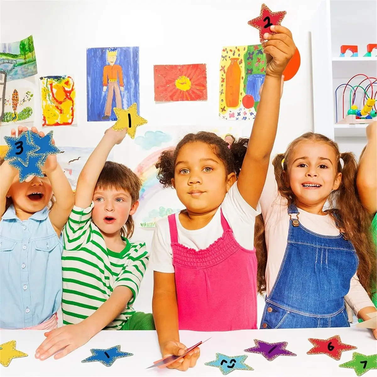 REST 108 Pcs Colorful Paper Star Multicolor Paper Star Cut Outs Confetti for Bulletin Board DIY Crafts School Wall Decoration