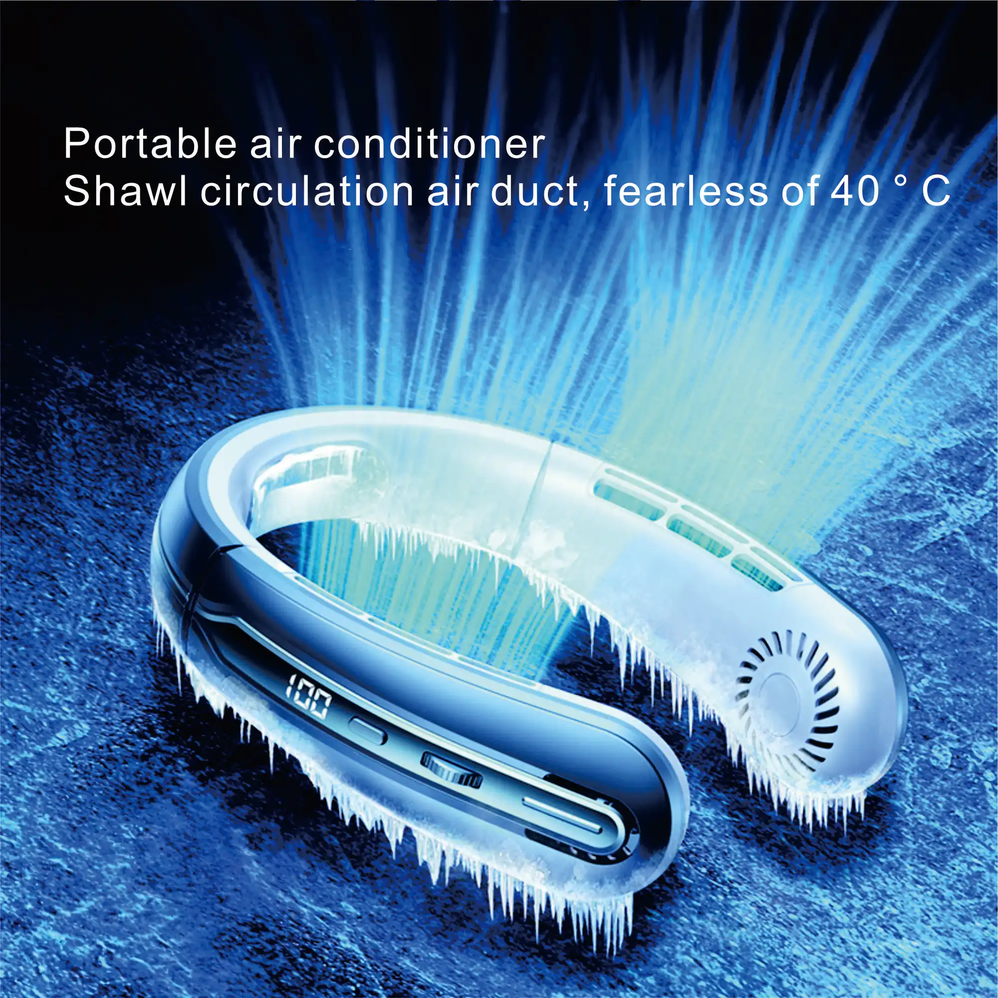 Hängender Halsventilator mit 100 Geschwindigkeiten, leichter tragbarer Halsventilator, Mini-Ventilator ohne Flügel, über USB wiederaufladbarer, leiser tragbarer Ventilator, Luftkühler