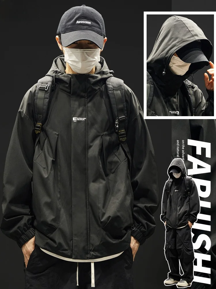 

Men's Spring Autumn Outdoor Climbing Jaet Hooded Windproof Polyester Fiber Casual Faion Outerwear Tee-Proof Coat