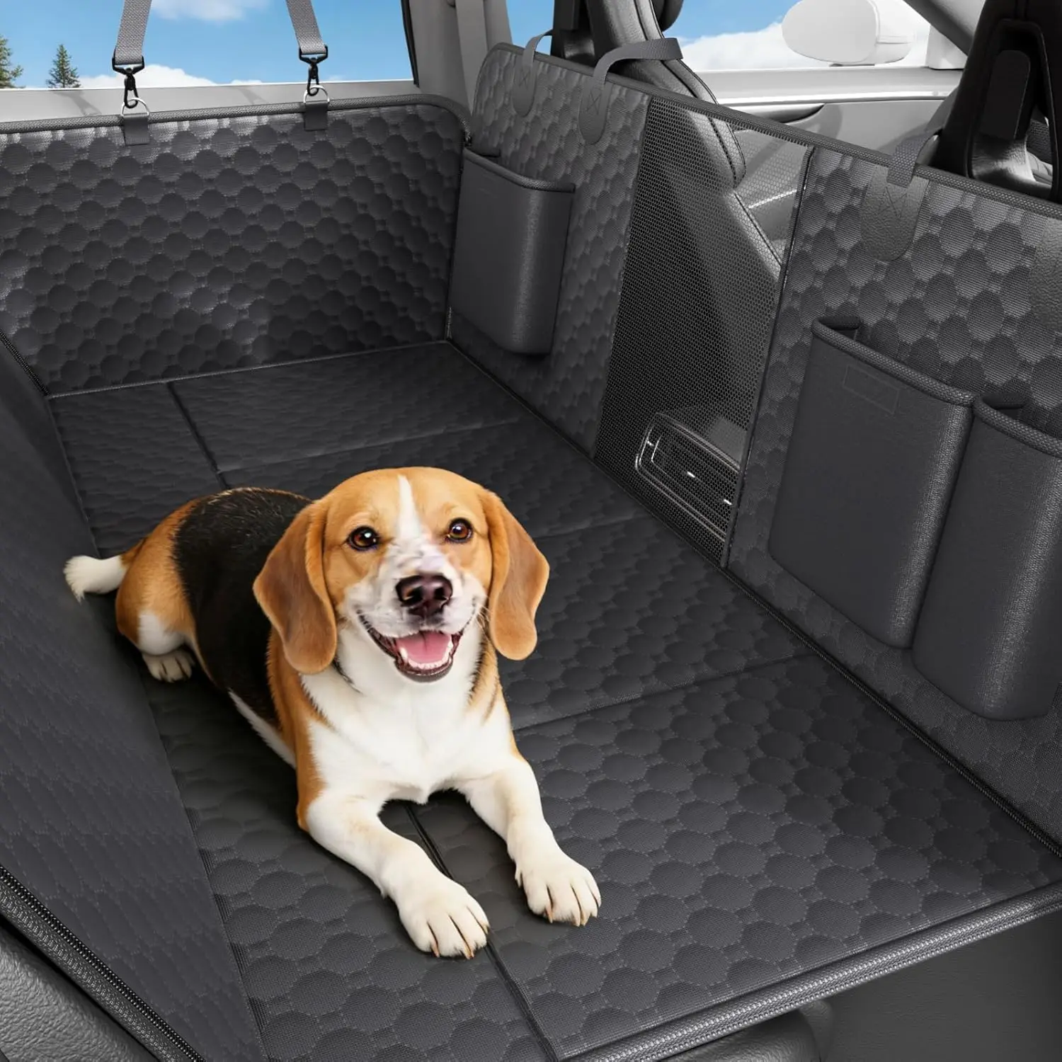 

Водонепроницаемый чехол для автомобильного сиденья для собак с сетчатым окном, устойчивый к царапинам, дизайн в виде гамака, подходит для большинства автомобилей