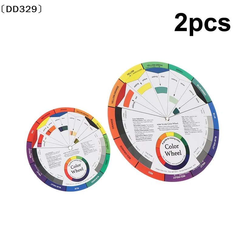 2Pcs Color Paper Card Wheel Tier Design Mix Guide Round Central Circle Rotates For Nails Microblading Tattoo Makeup 〔DD329〕