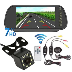 Draadloze 7 Inch Achteruitkijkspiegel Monitor + Auto Back-Up Camera Kit Nacht Vison Camera Voor Auto, Pick-Up, Suvs, Bestelwagens