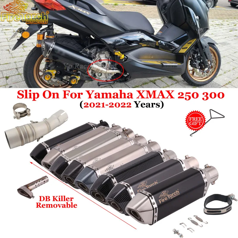 For Yamaha X MAX XMAX 250 300 XMAX250 XMAX300 2021 - 2022 Motorcycle Exhaust Escape Mid Link Pipe Connect 51mm Muffler Systems