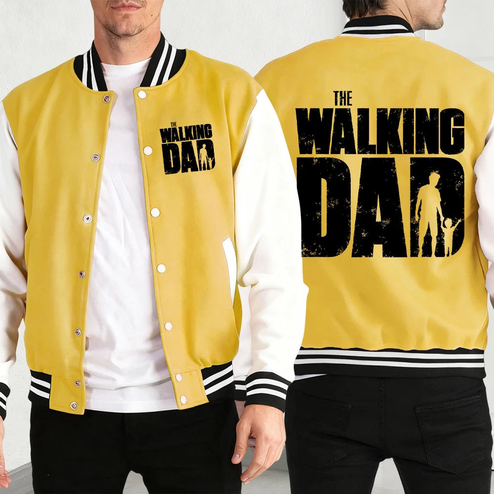 Мужская базовая модная бейсбольная майка с принтом «Ходячий папа», свободные куртки в стиле ретро, спортивная мужская одежда на пуговицах, осенняя уличная одежда