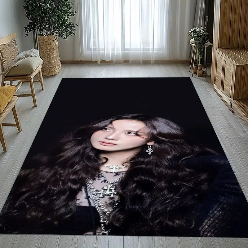 Korean Idol J-Jisoo EYES CLOSED Soft Large Non-Slip Area Rug,Carpet Mat for Living Room,Bedroom,Playroom & Sofa,Home Decor