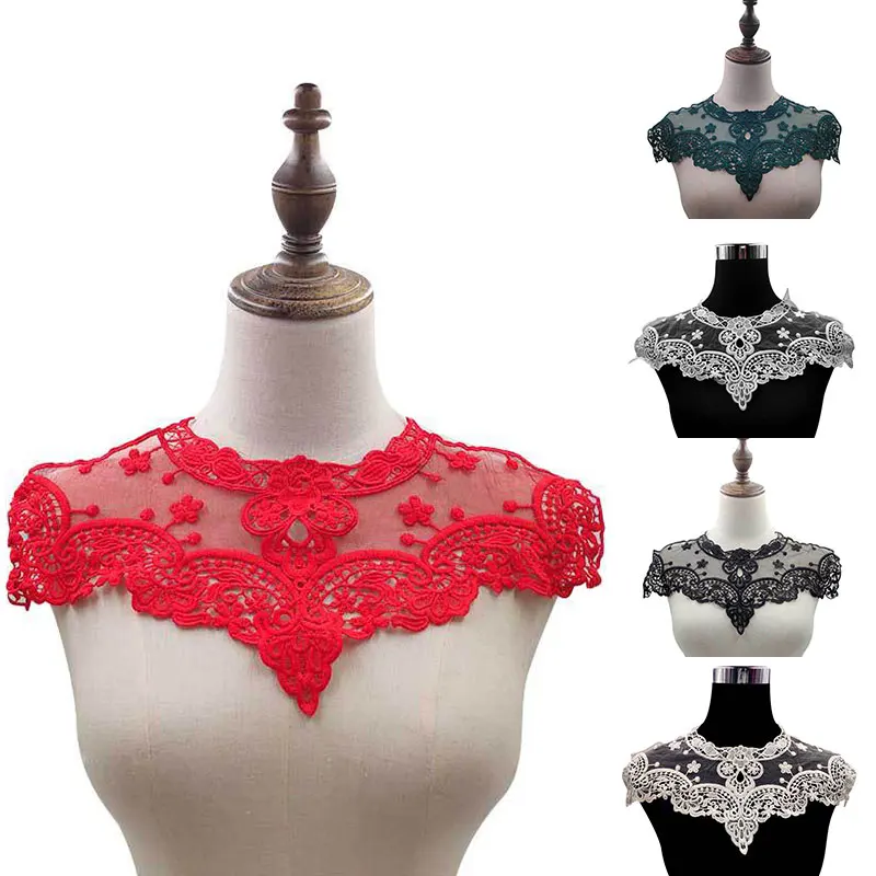 1pc Lace Fabric Collar Water-soluble Lace Embroidered Hollow Boutonniere Collar Flower Fake Collar Sewing Tissu DIY Supplies