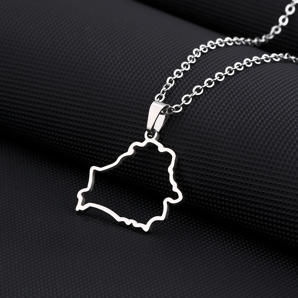 New Outline Belarus Map Pendant Necklace For Women Men Gold Silver Color Fashion Belarusian Stainless Steel Jewelry Gifts