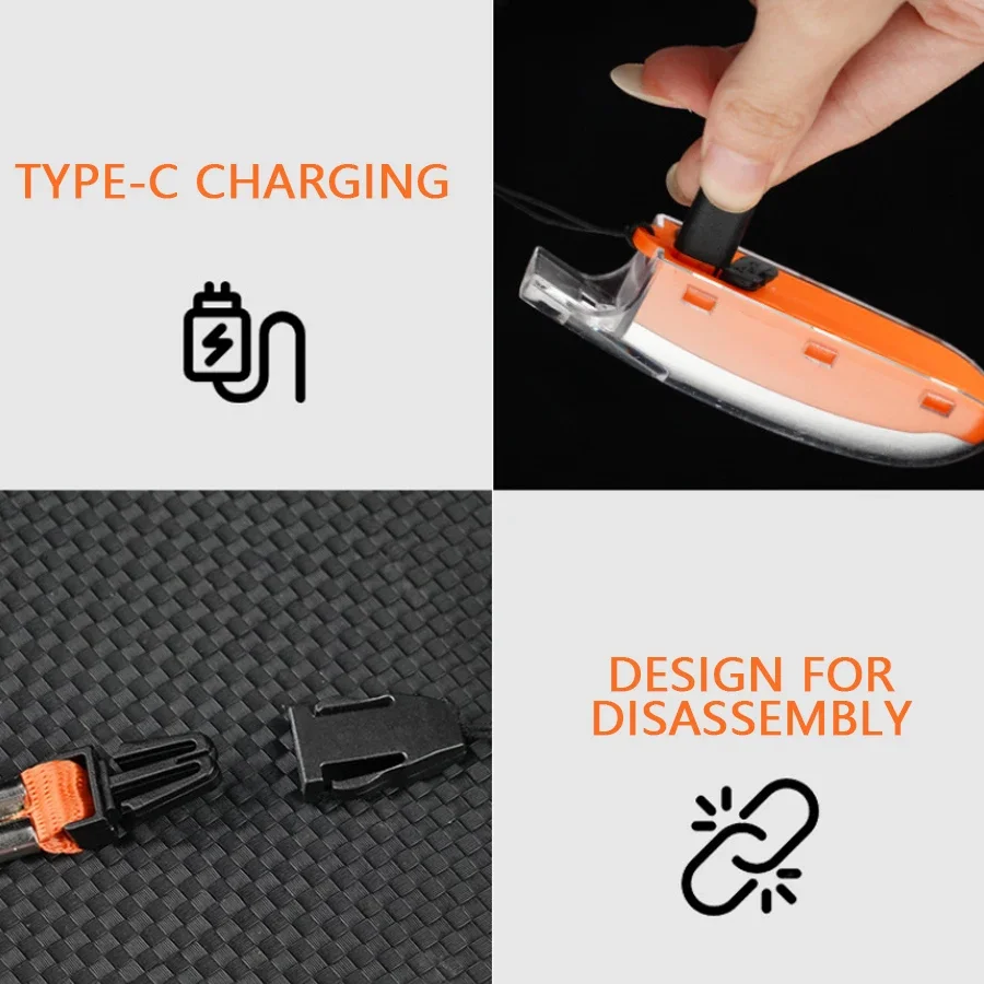 EDC ضوء صافرة قوي USB سلسلة مفاتيح قابلة للشحن مصباح ليد جيب 3-سرعة تعديل شعلة الطوارئ لتدريب الكلاب الطيور #3