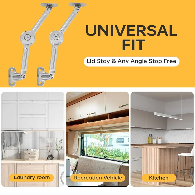 

A74E-Heavy Duty Lid Support Hinges For Upper & RV Cabinets-Lid Stay Hinge 110° Open Angle,Supports Up To 50LBS