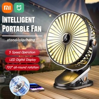 Xiaomi Clip-on Fan 5 Speed Quiet Rechargeable Home Desktop Portable Air Circulator Wireless Fan Light With LED Display For Camp