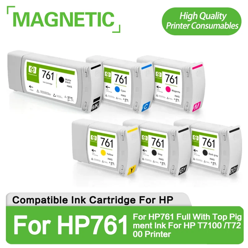 

Compatible Hp with chip 761 Compatible Ink Cartridge For Hp761 Full With Top Pigment Ink For HP T7100 /T7200 Printer